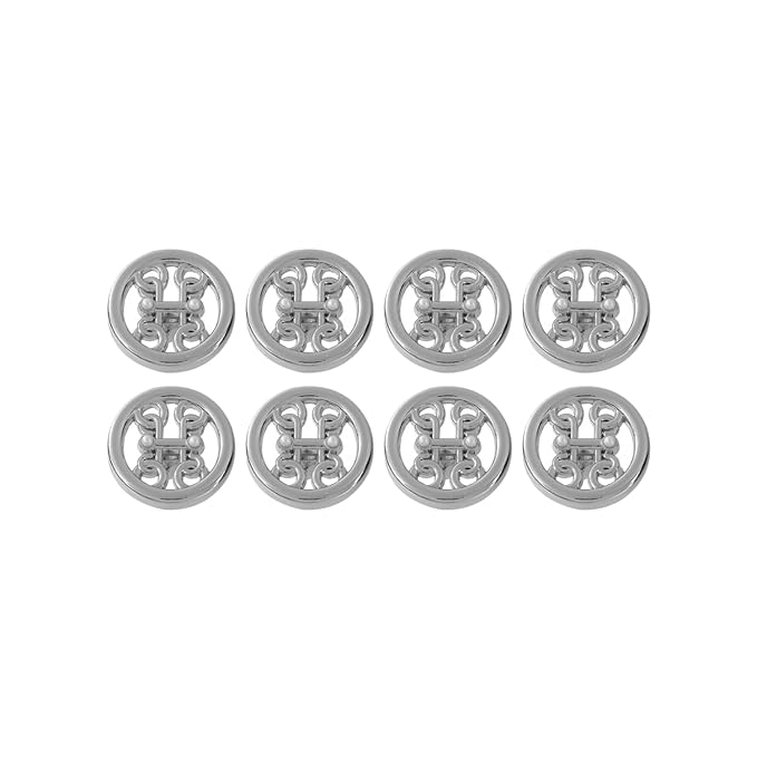 Circular Pearl and Silver Elegance Metal Buttons(Pack of 8 Buttons)