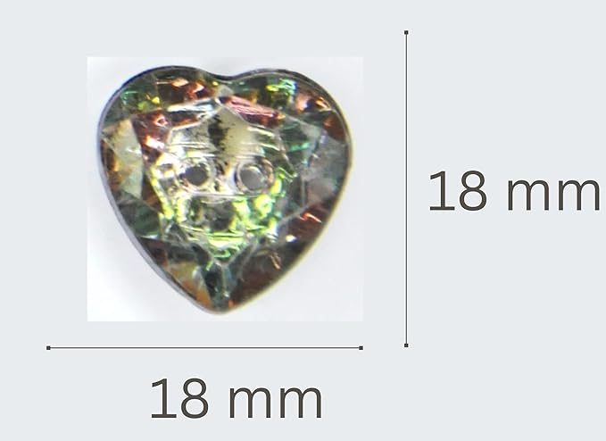 Multicolor Crystal Heart-Shaped Acrylic Buttons(Pack of 8 Buttons)