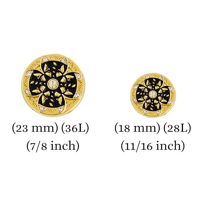 Gold Floral Metal Buttons with White Centers(6 Big + 6 Small)