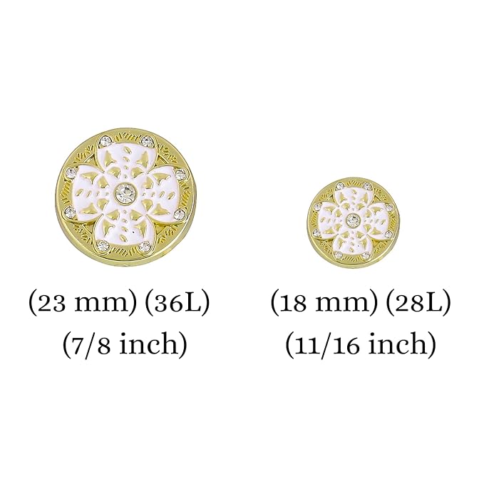 Golden Floral Metal Buttons with White Centers(8 Small + 4 Big)