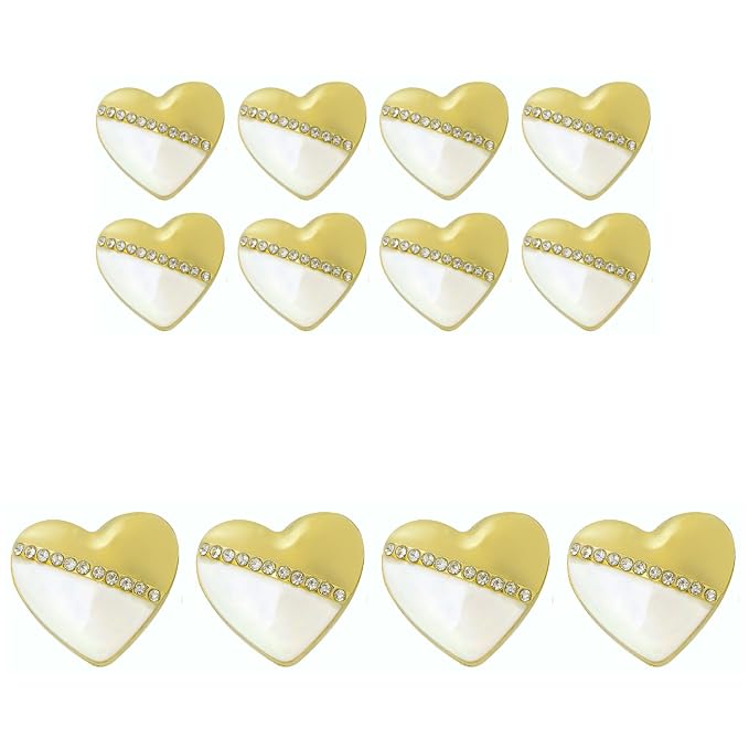 Heart-Shaped Pearl Silver Accents Metal Buttons