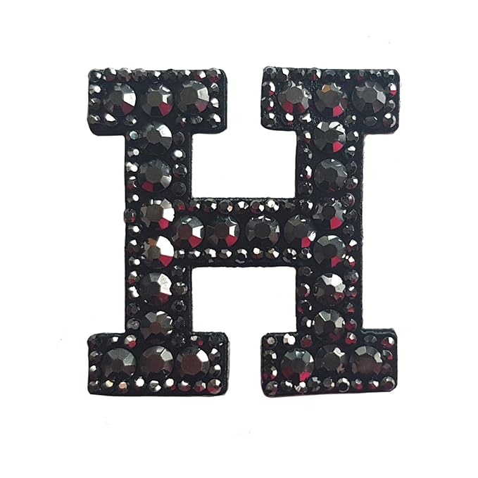 Letter N Black Rivet Hematite Hot fix Or Sew Patch