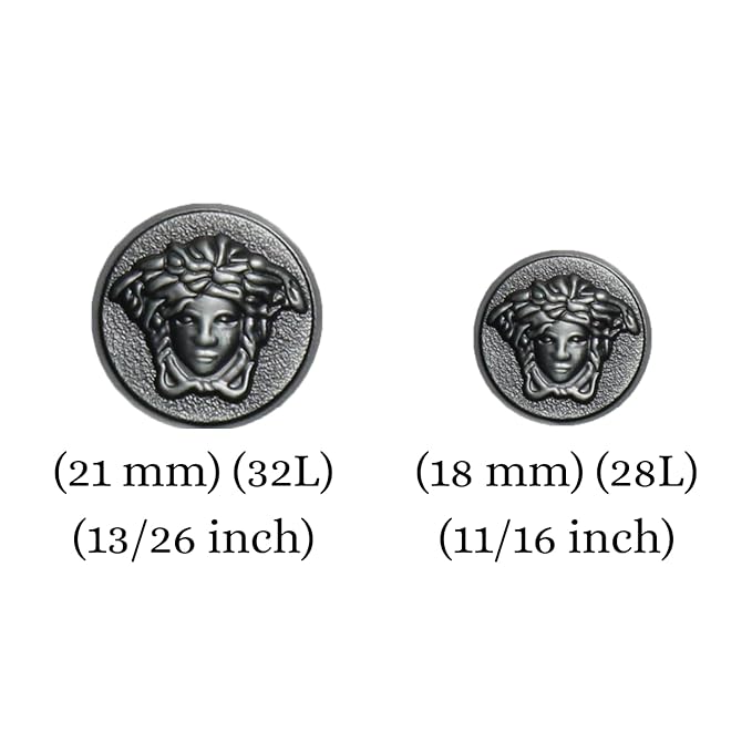 3D Medusa Metal Shank Button for Jacket Blazer Suits DIY Art & Crafts (6 Big + 6 Small, Medusa Grey)