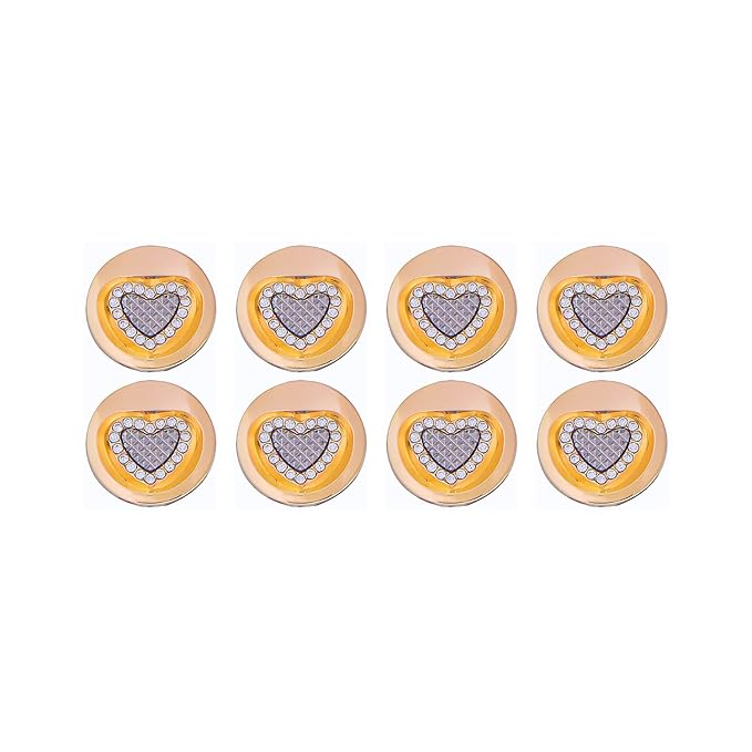 Gold Metal Buttons Heart Centers