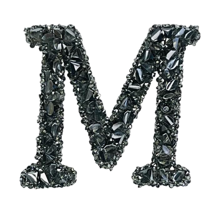 Letter S Black Sparkling Rhinestone Patch