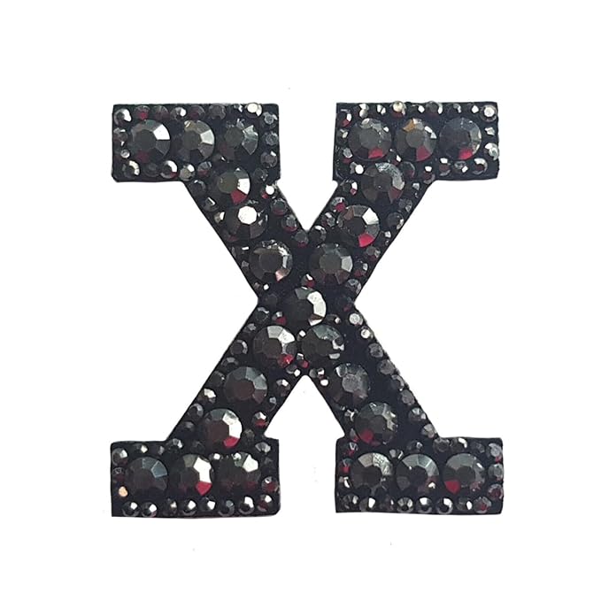 Letter N Black Rivet Hematite Hot fix Or Sew Patch