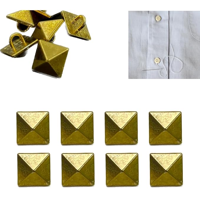 Ani Accessories 8 pcs Metal Shirt Button for Tailoring/Stitching/Dress/Blouse/Shirt and Kurta's Button Fancy Button (Pyramid)