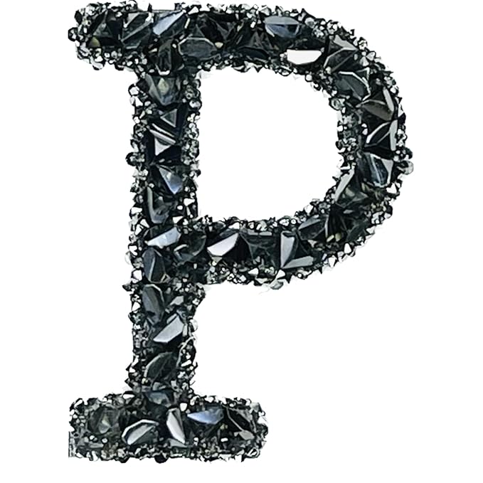 Letter S Black Sparkling Rhinestone Patch
