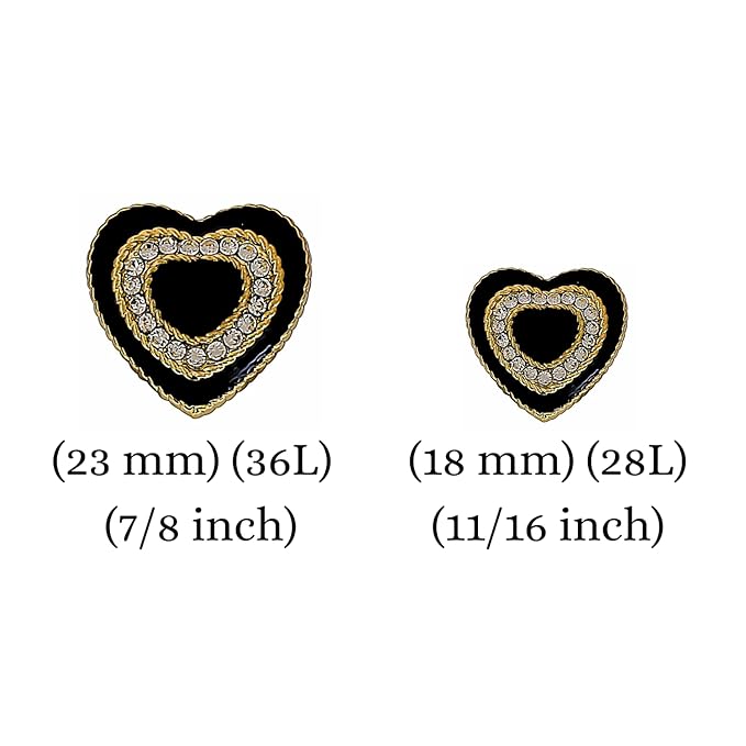 Heart-Shaped Rhinestone Metal Buttons(8 Big + 8 Small)