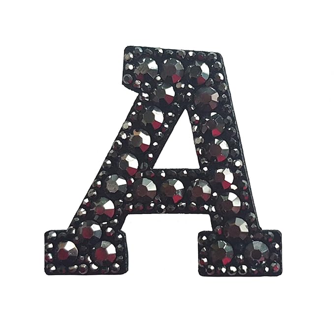 Letter N Black Rivet Hematite Hot fix Or Sew Patch