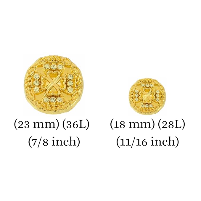 Gold Diamond Buttons with Clover Design