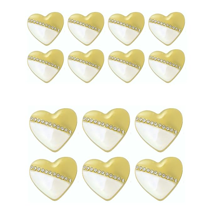 Heart-Shaped Pearl Silver Accents Metal Buttons