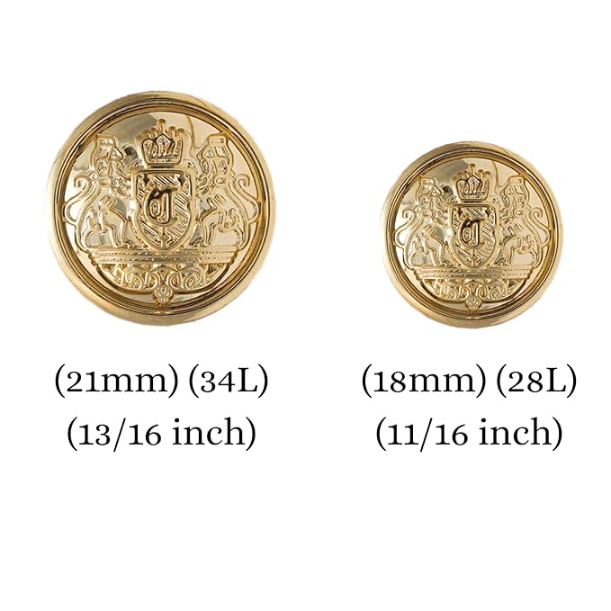 Shiny Gold Metal Buttons(6 Big + 6 Small)