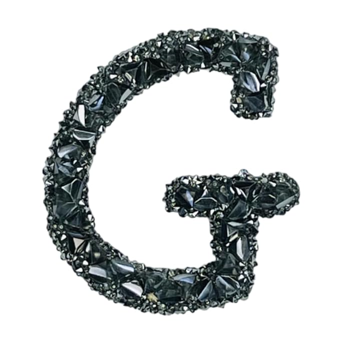Letter S Black Sparkling Rhinestone Patch