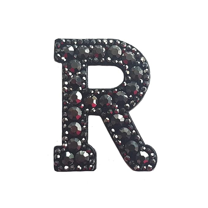 Letter R Black Rivet Hematite Hot fix Or Sew Patch – Ani Accessories