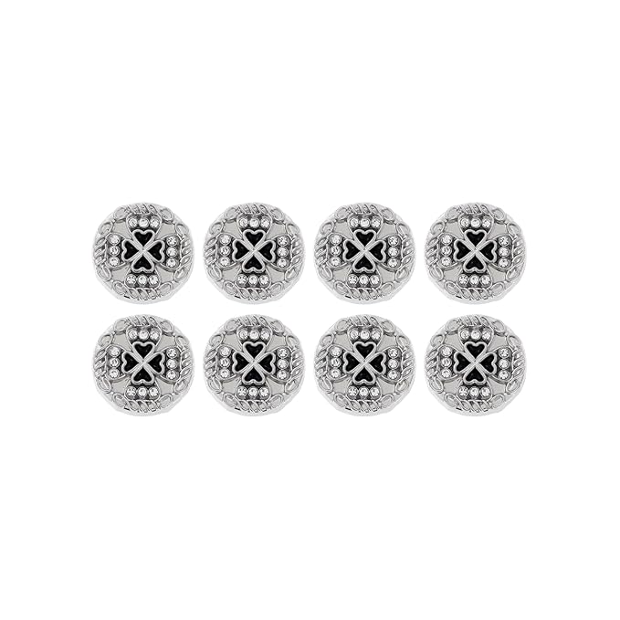 Silver Circular Metal Buttons with Tiger Motif