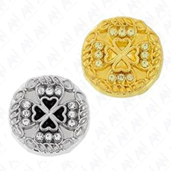 Gold Diamond Buttons with Clover Design