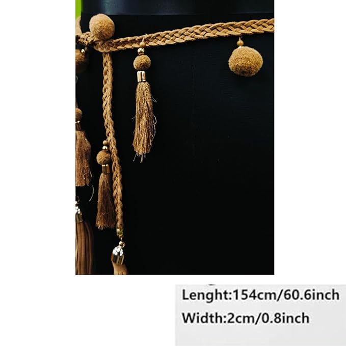 Macrame Belt with Pom & Tassel Style for Girls