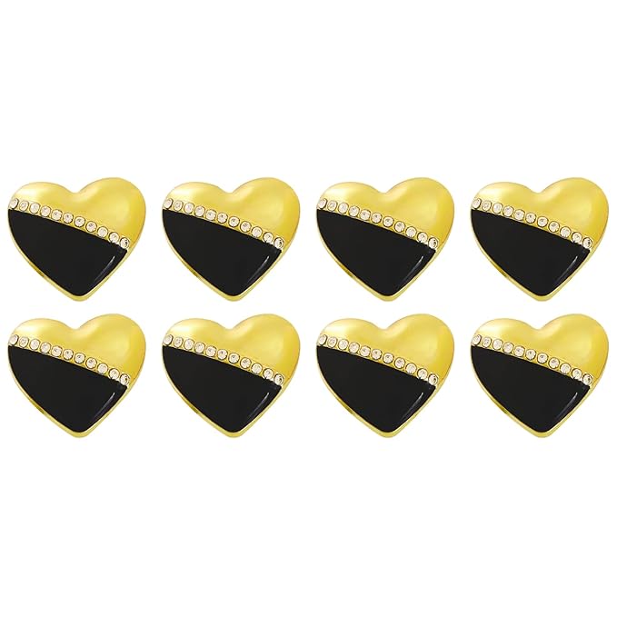 Heart-Shaped Pearl Metal Buttons with Gold & Black Accents