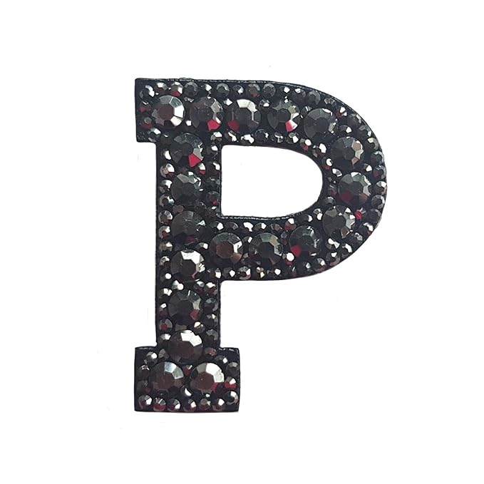 Letter N Black Rivet Hematite Hot fix Or Sew Patch
