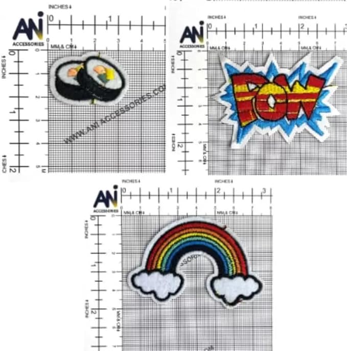 Rainbow, Sushi, and POW Patch Set