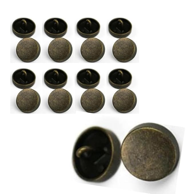 Silver Flat Metal Buttons(Pack of 8 Buttons)