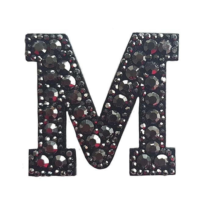 Letter N Black Rivet Hematite Hot fix Or Sew Patch