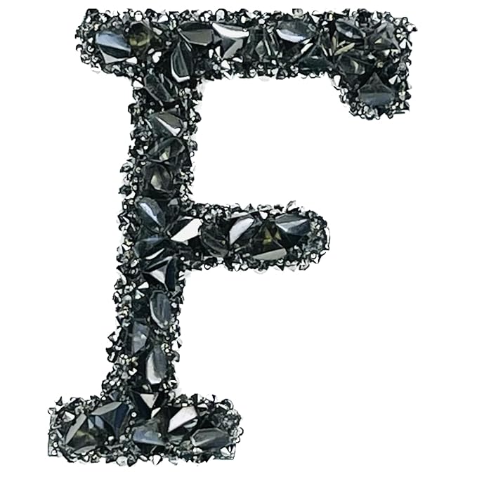 Letter S Black Sparkling Rhinestone Patch