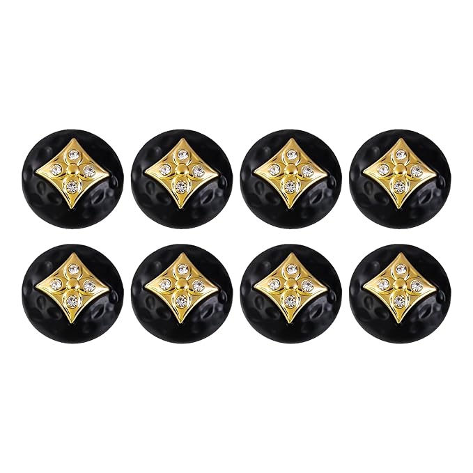 Square Diamond-Studded Metal Buttons