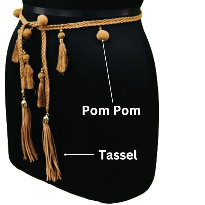 Macrame Belt with Pom & Tassel Style for Girls