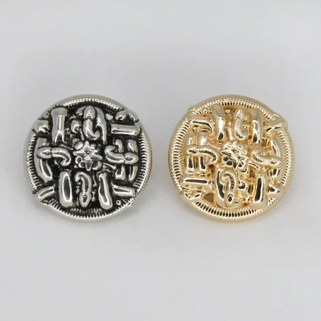 Sculpted Abstract Monogram Metal Button | 15mm(24L), 18mm(28L) & 23mm(36L)