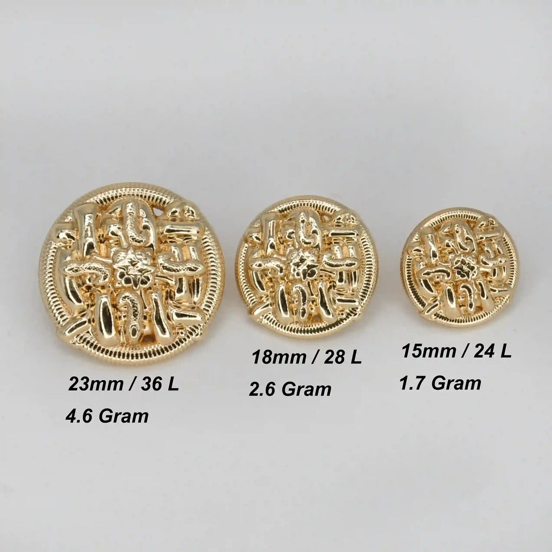 Sculpted Abstract Monogram Metal Button | 15mm(24L), 18mm(28L) & 23mm(36L)