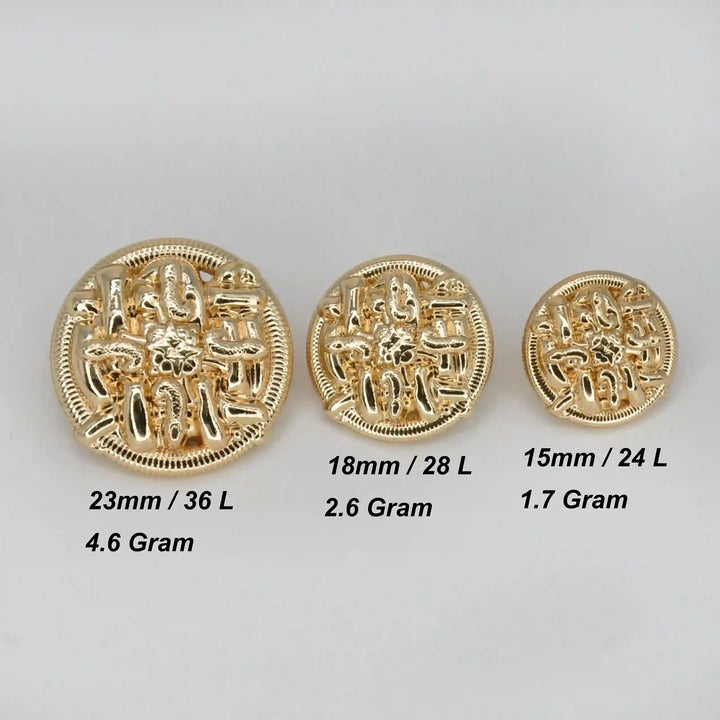 Sculpted Abstract Monogram Metal Button | 15mm(24L), 18mm(28L) & 23mm(36L)