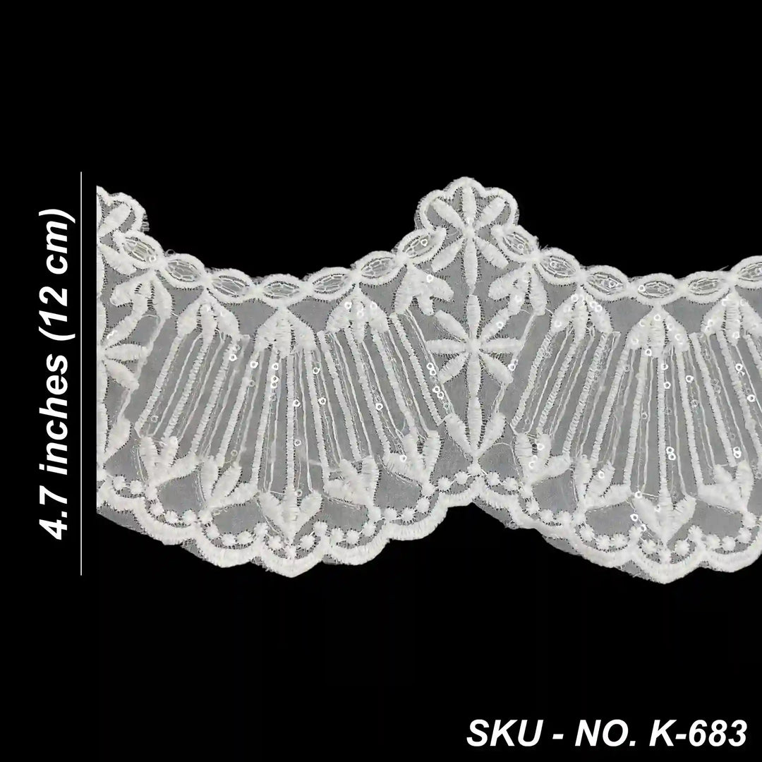 Floral Fan Pleated Lace | K-683