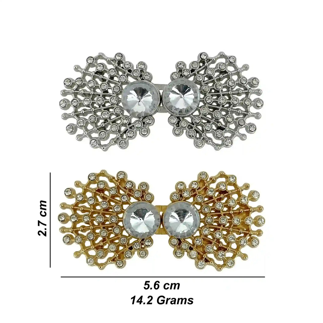 Ornate Lattice Bow Diamond Rhinestone Frog Closure Buttons