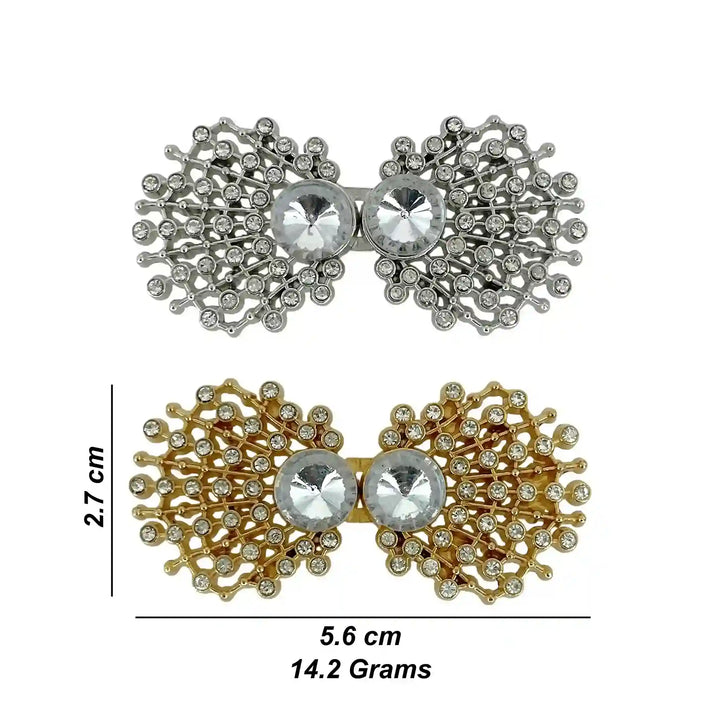 Ornate Lattice Bow Diamond Rhinestone Frog Closure Buttons
