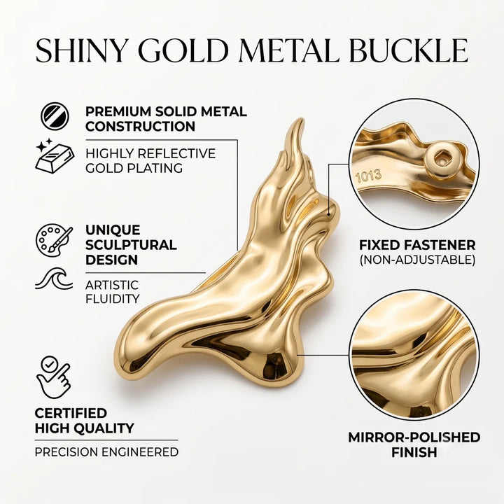 Abstract Liquid Wave Sculptural Gold Buckle