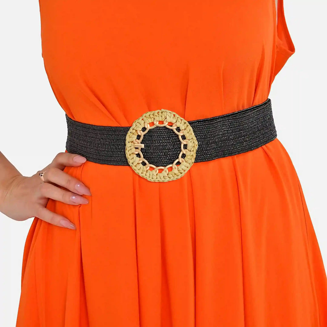 Woven Chain Raffia Buckle