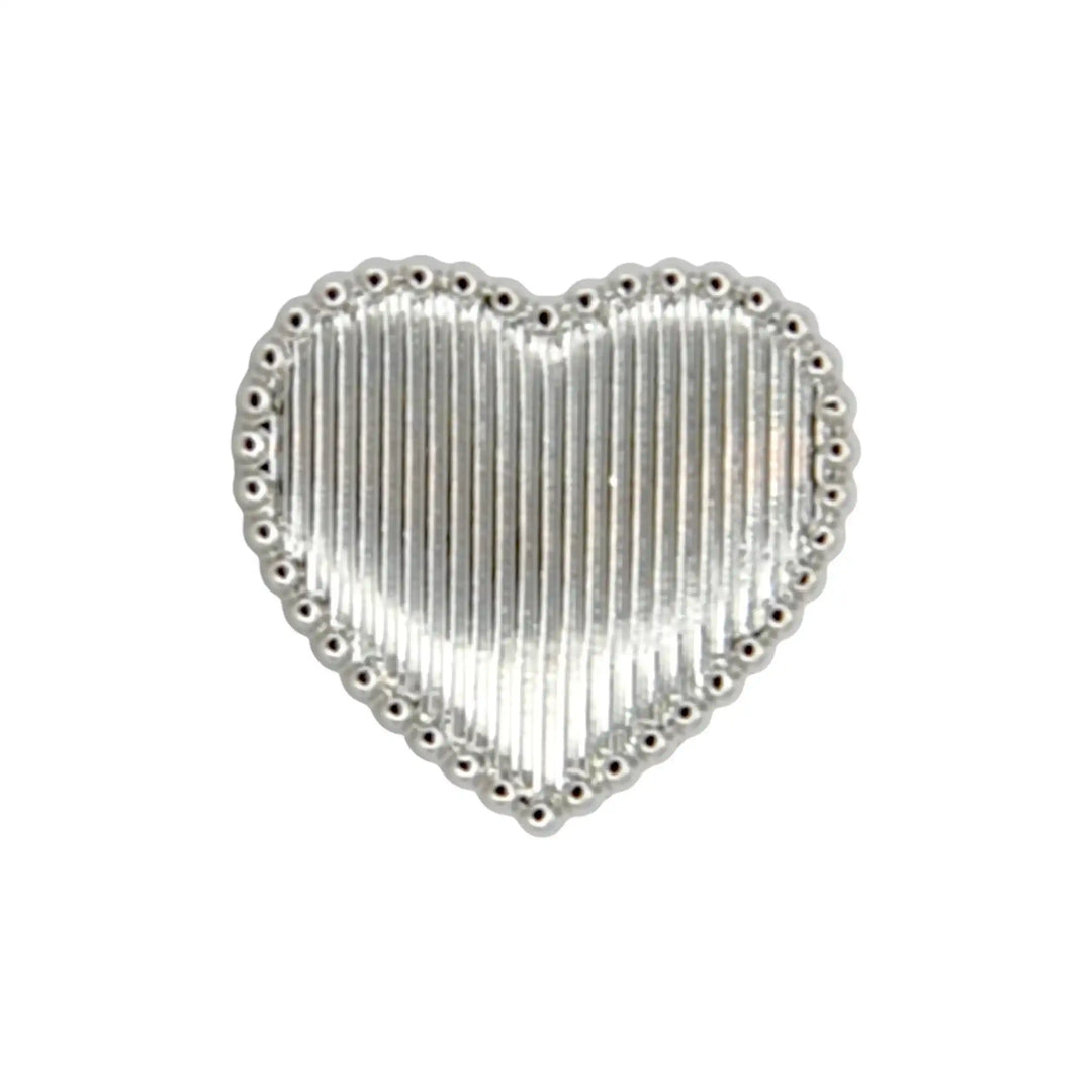 Ribbed Heart Shape Metal Button | 12mm (20L)