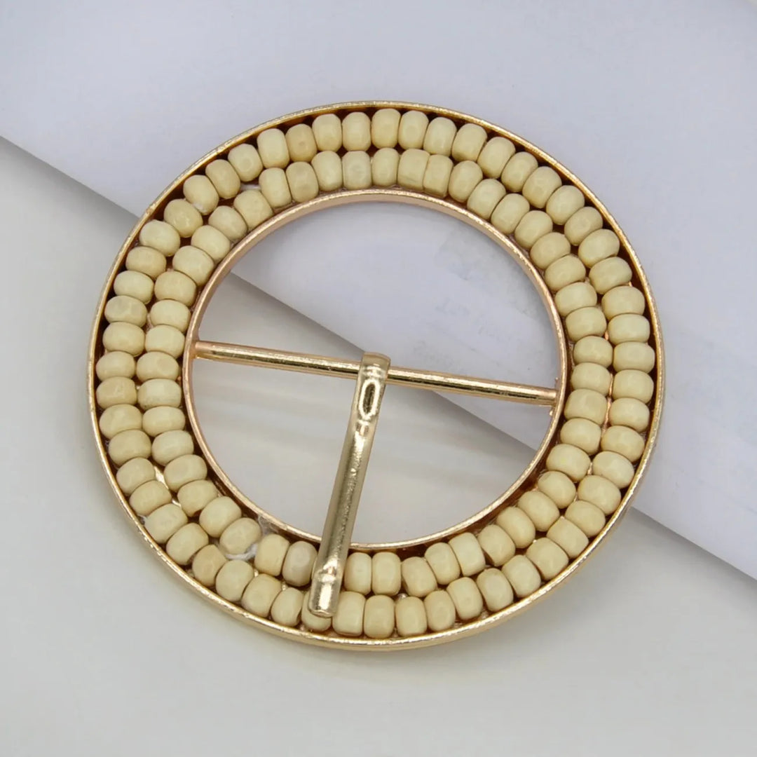 Handcrafted Round Natural Raffia Material Buckle | 3 inches (7.7cm)