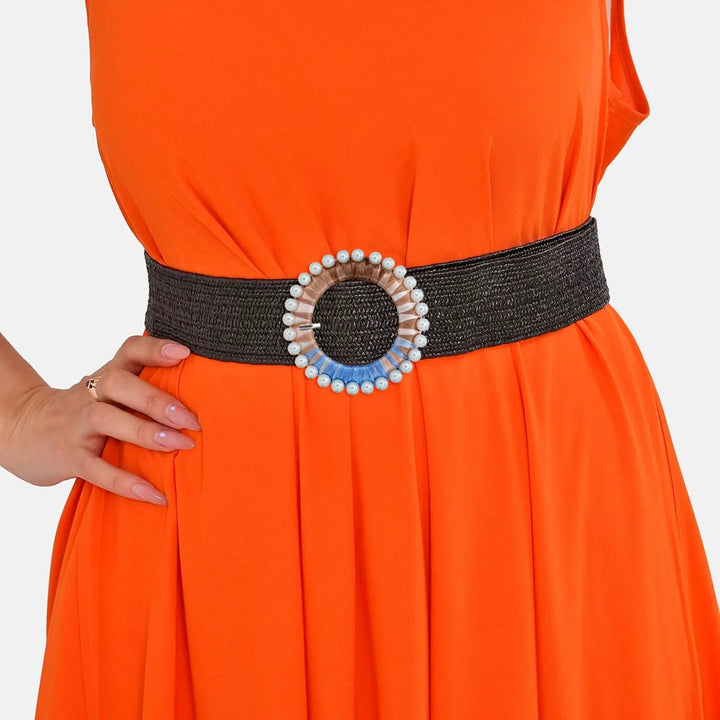 Multicolor Raffia Pearl Ring Buckle | 3.3 inches (8.5cm)