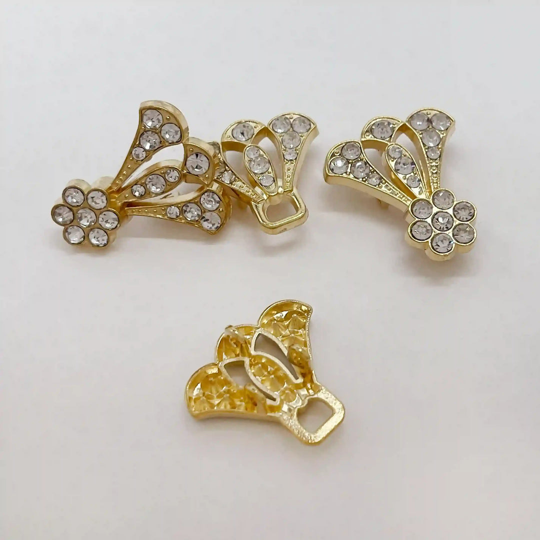 Bow Style Rhinestone Metal Frog Closure Buttons