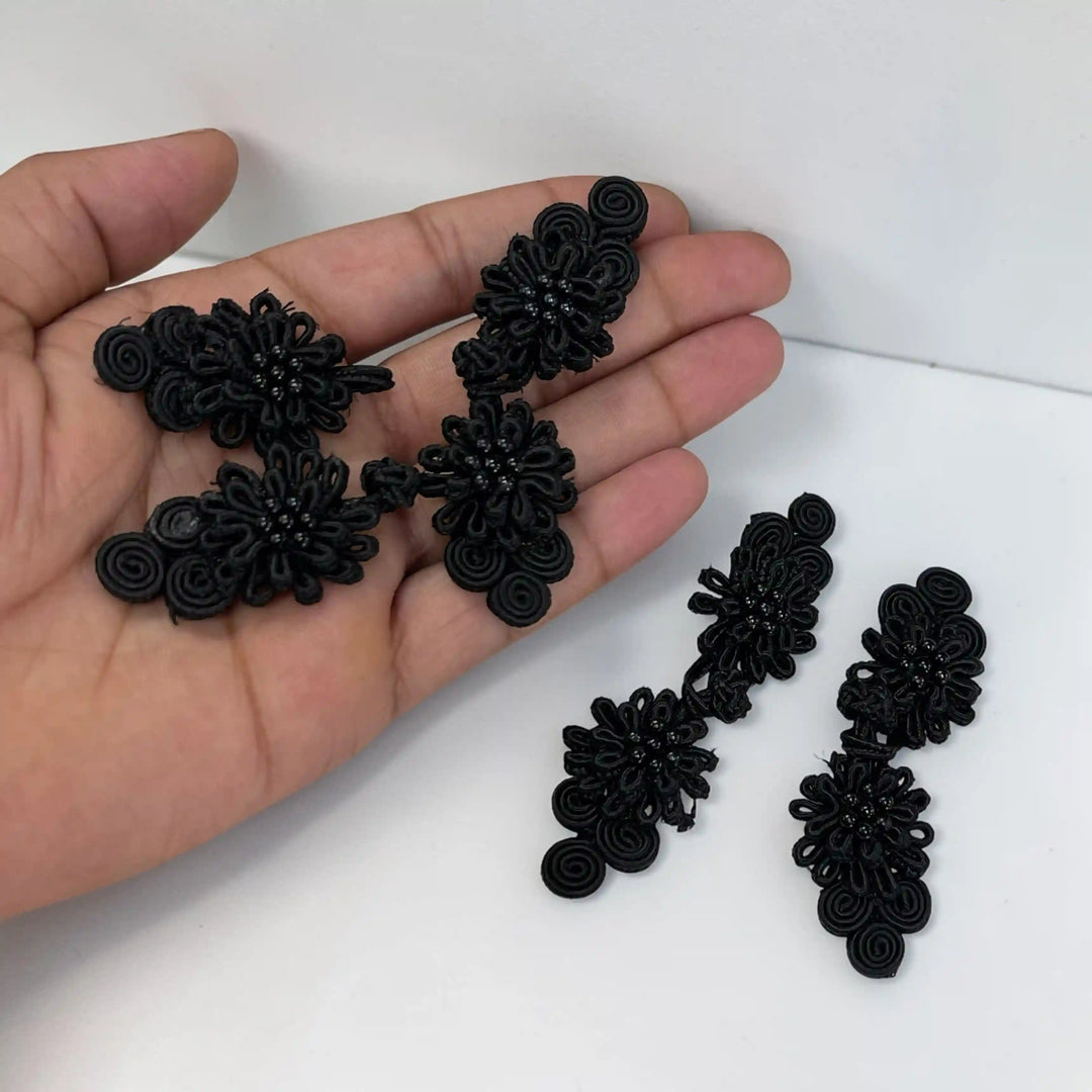 Bow Design Floral Chinese Knot Button