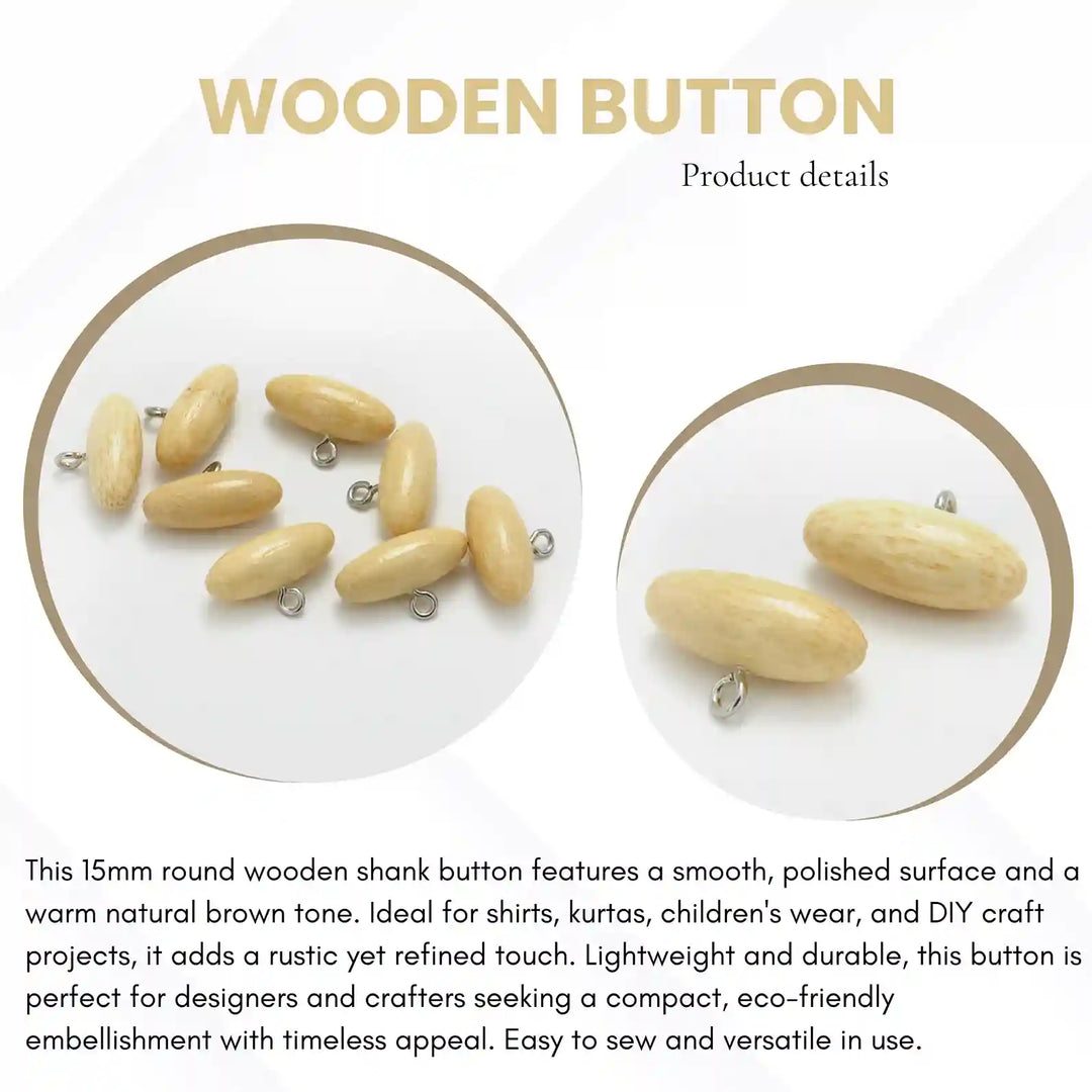 Light Wood Oval Buttons | 20mm×8mm