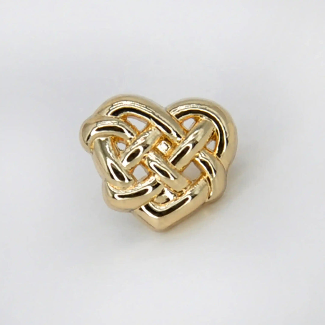 Interlock Heart Shaped Metal Button | 12mm (20L)