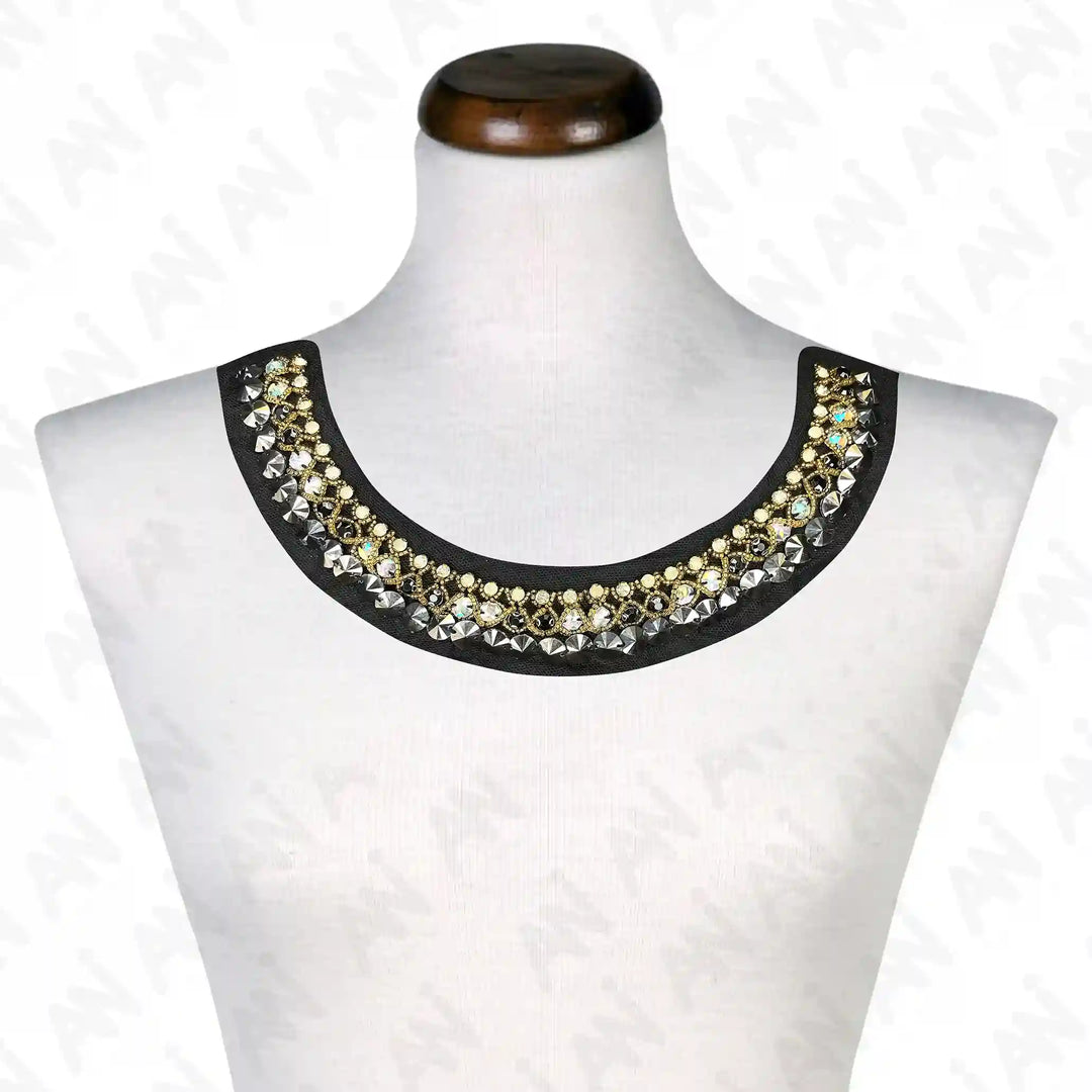 Shiny Beaded Round Neckline