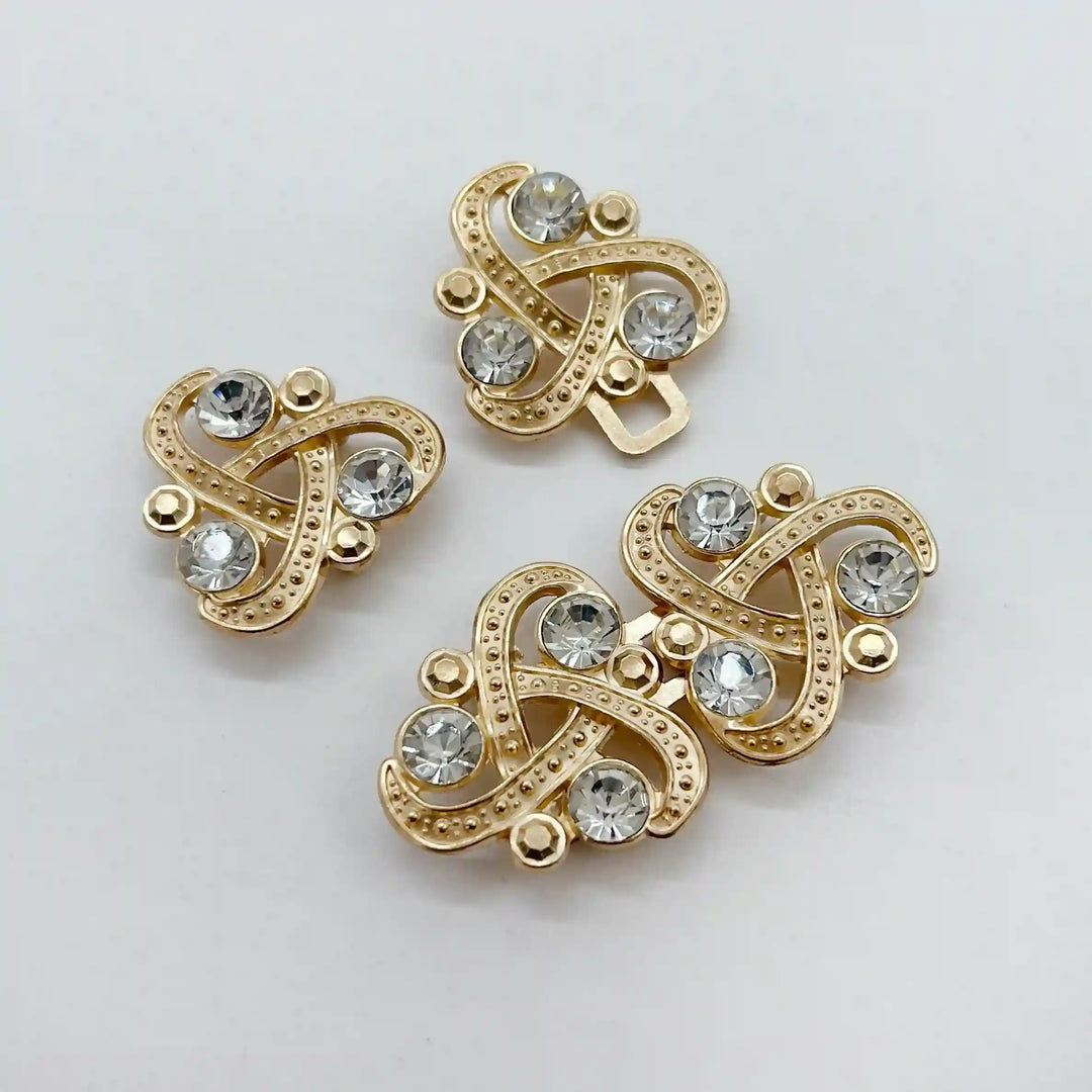 Triple-Loop Rhine Stone Frog Closure Buttons