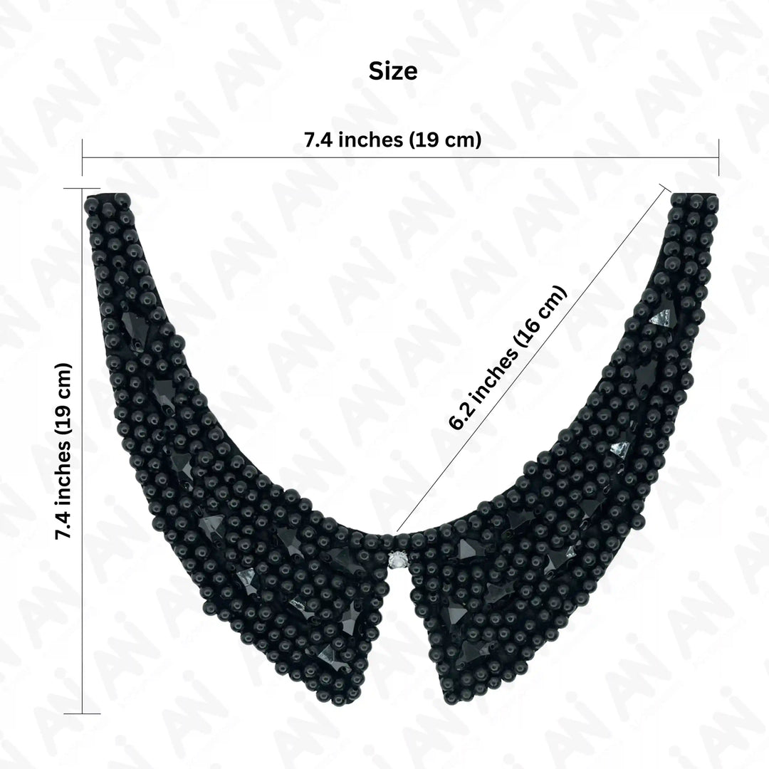 Black Bead Embellished Neckline