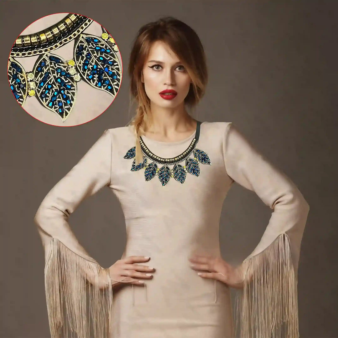 Beaded Leaf Neckline