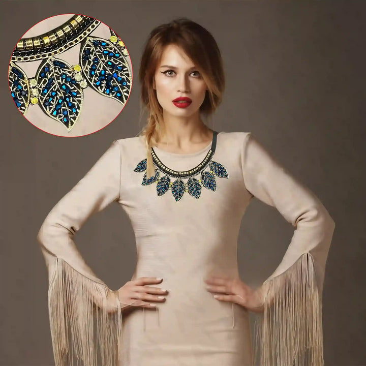 Beaded Leaf Neckline